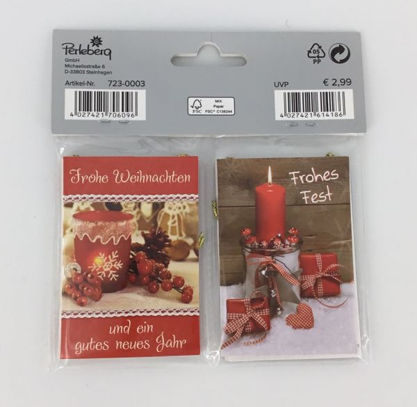 6 Geschenkanhänger im Pack, Weihnachten, Mini 5,5 cm x 8 cm