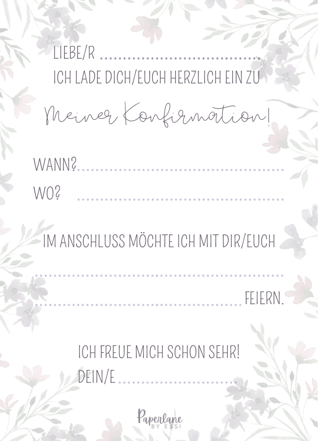5 Einladungen Konfirmation, DIN C6