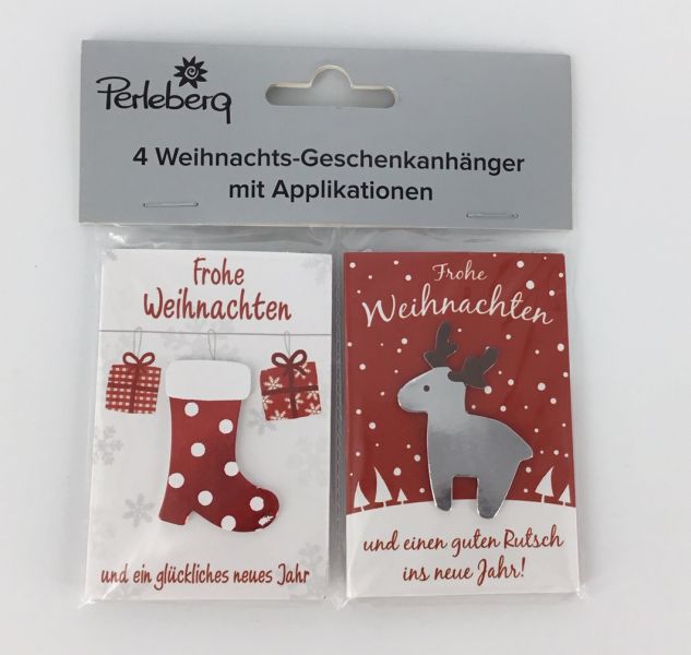 4 Geschenkanhänger im Pack, Weihnachten, Mini 5,5 cm x 8 cm