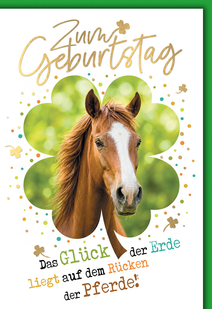 Klappkarte Geburtstag, Pferde, DIN C6 