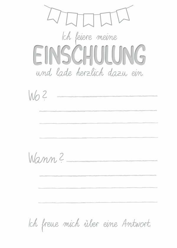 5 Klappkarten Einladung Einschulung im Pack, DIN C6 