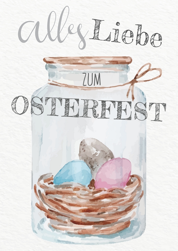4 Postkarten im Beutel, Ostern 