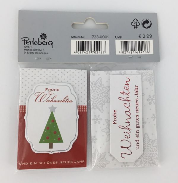 4 Geschenkanhänger im Pack, Weihnachten, Mini 5,5 cm x 8 cm