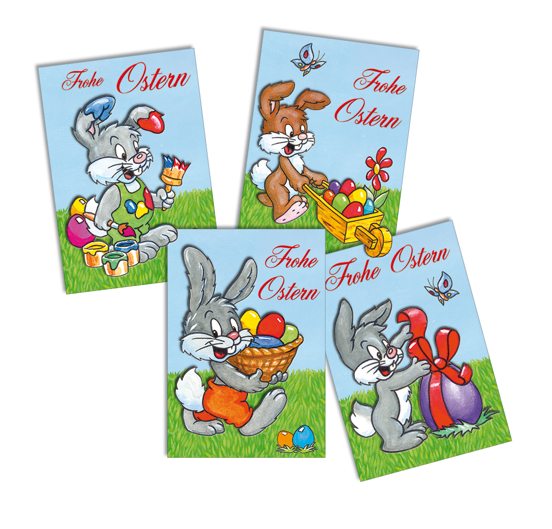 4 Geschenkanhänger im Beutel, Ostern