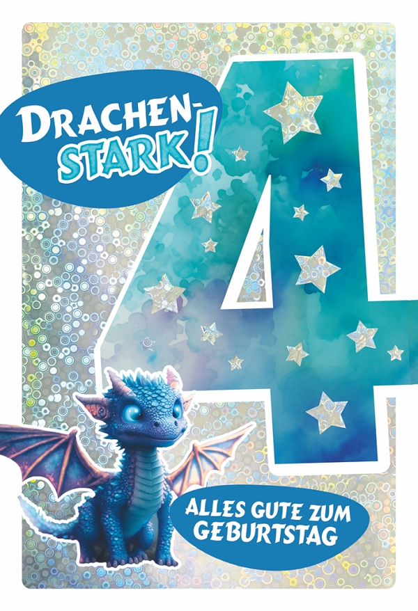 Klappkarte Kindergeburtstag, 4.Geburtstag, DIN C6  