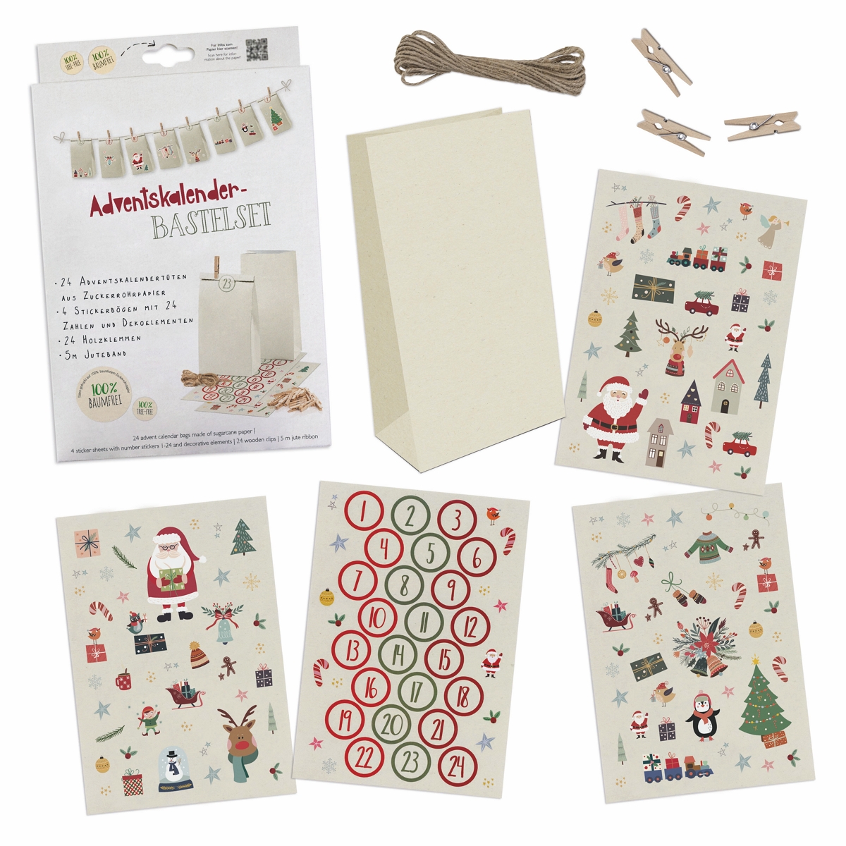 Adventskalender-Bastelset Blanko Tüten
