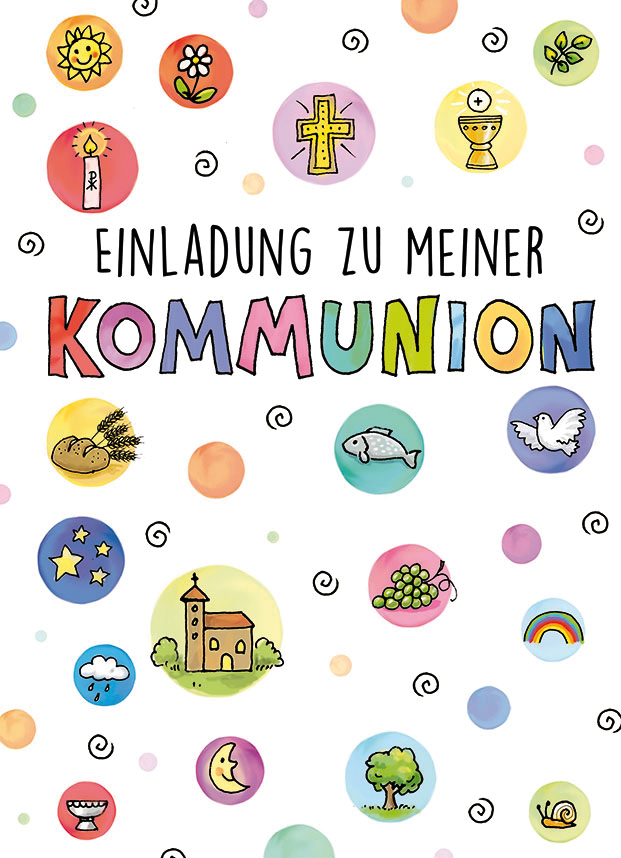 5 Einladungen Kommunion, DIN C6