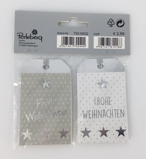 4 Geschenkanhänger im Pack, Weihnachten, Mini 5,5 cm x 8 cm