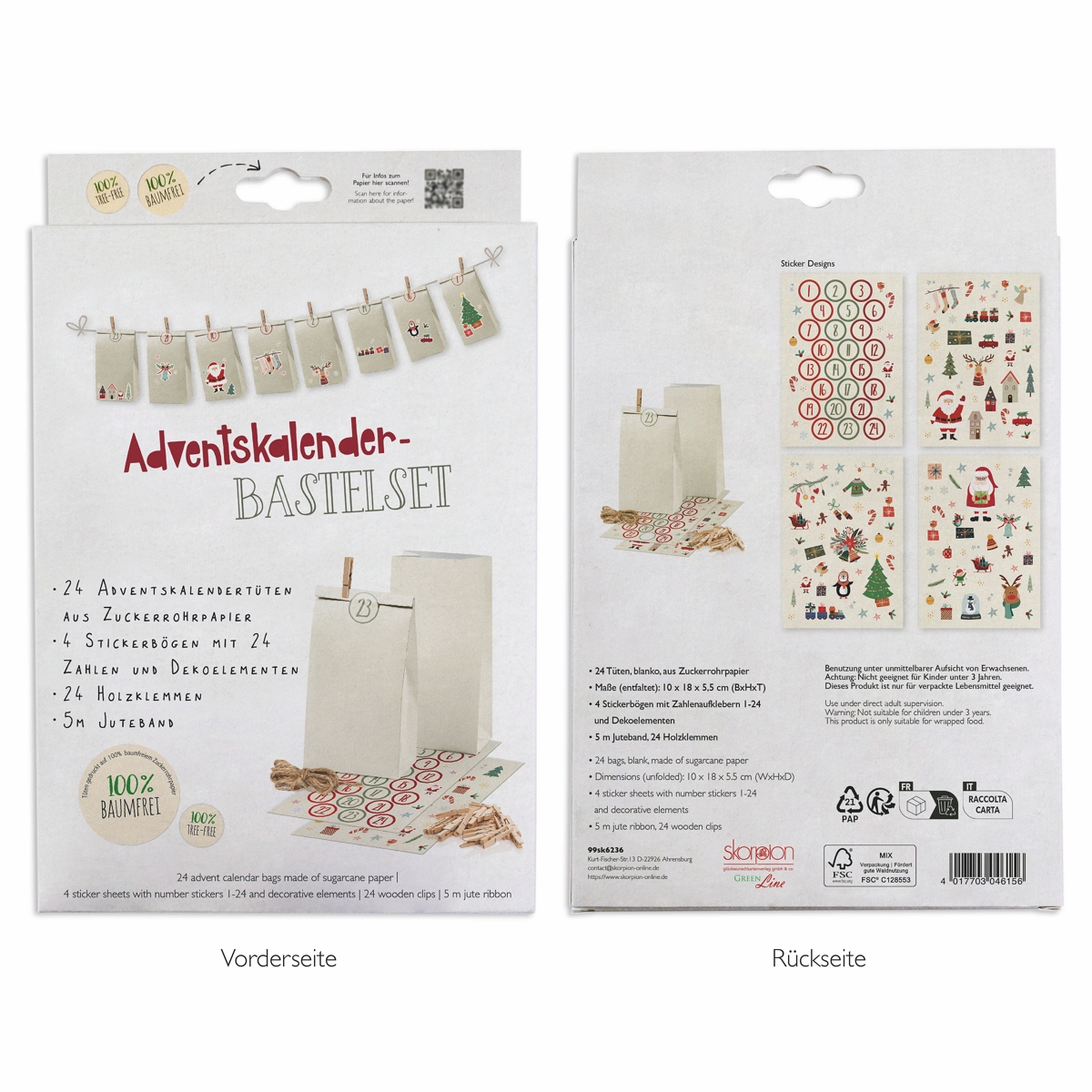 Adventskalender-Bastelset Blanko Tüten