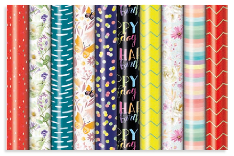 50 Rollen Geschenkpapier (OP) 2,95 € im Karton