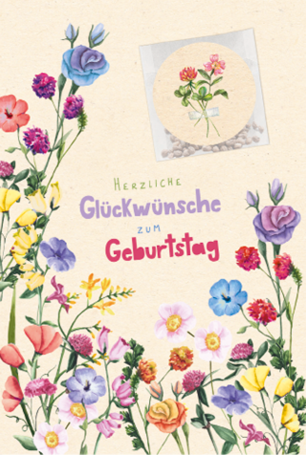6 x 6 Klappkarten C6 mit Blumensamen