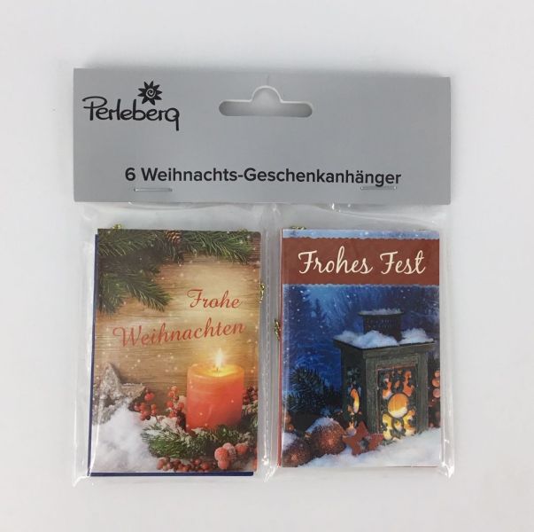 6 Geschenkanhänger im Pack, Weihnachten, Mini 5,5 cm x 8 cm