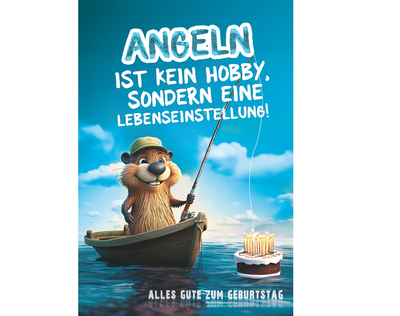 Klappkarte Geburtstag, Angeln, DIN C6