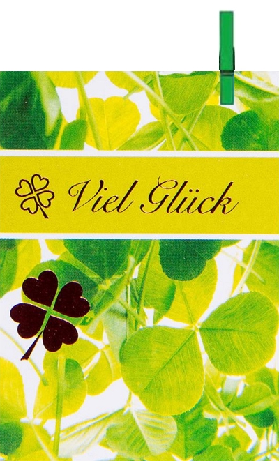 Klammerkarte Viel Glück, Mini 5,5 x 7,5 