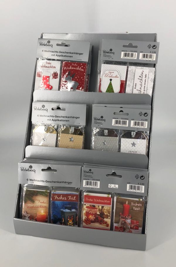 36 Pack (VK:2,99/Pack) Geschenkanhänger im Sortiment, Weihnachten, Mini 5,5 cm x 8 cm