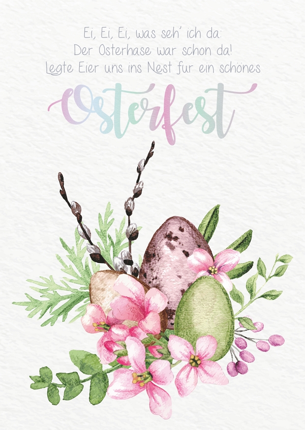 4 Postkarten im Beutel, Ostern 