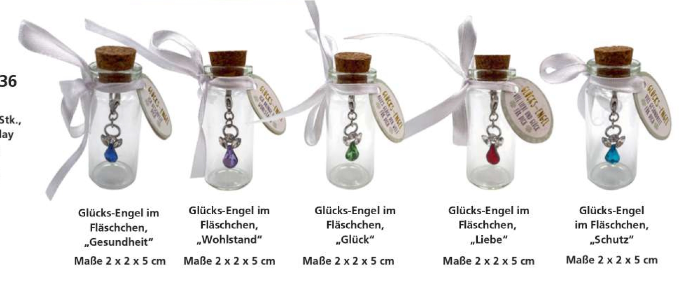 5 x 5 Anhänger Kristall-Schutzengel im Glas 