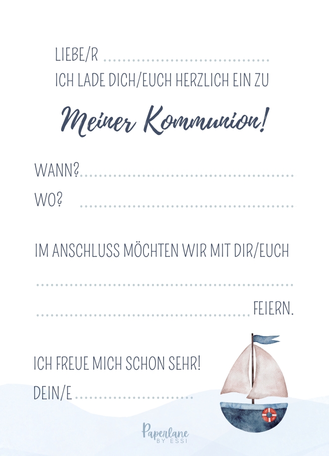 5 Einladungen Kommunion, DIN C6 