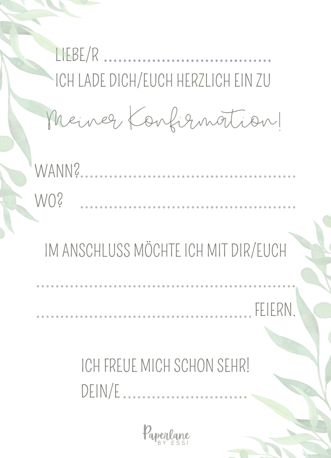 5 Einladungen Konfirmation, DIN C6