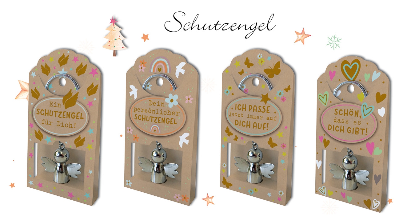 4 x 6 Anhänger Schutzengel Natur